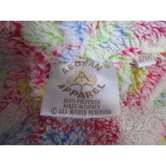 Aegean Apparel Plush Heart Sculpted Bathrobe S/M Multicolor Vintage Turkey GUC - Picture 6 of 16